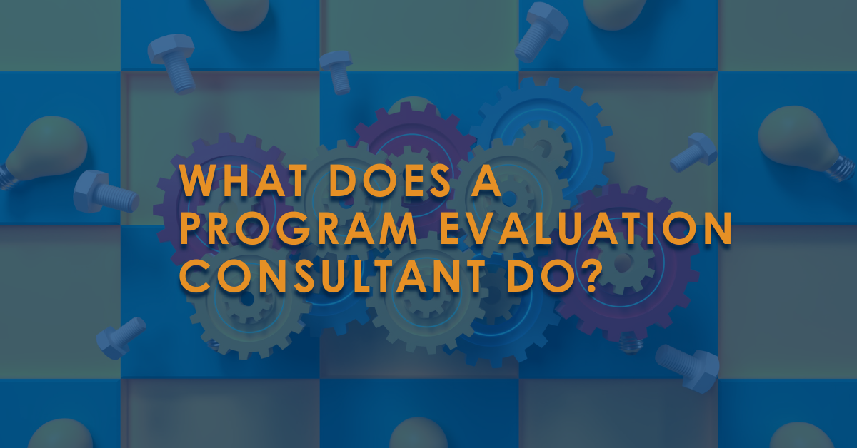 Decorative heading that reads: "What does a program evaluation consultant do?"